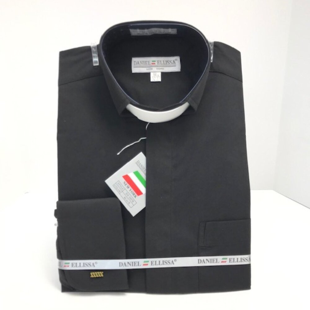 Daniel Ellissa Men's Black Clergy Shirt White Tab French Cuff Sizes 14.5 - 17.5 - Picture 4 of 4